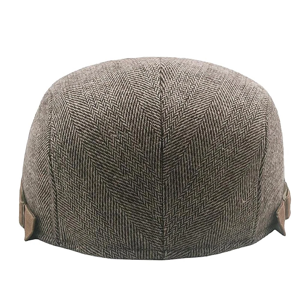Boné masculino Herringbone tweed Newsboy chapéu plano hera Gatsby ajustável boné cabbie... - Imagem 4 de 4