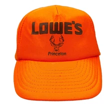 Vintage Lowes Trucker Hat Cap Blaze Orange Deer Hunting 90s Y2K Nature Insulated
