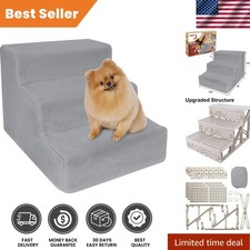 Durable Non-Slip Pet Stairs - Tiny Dogs  Cats, 50 lbs Weight Capacity, Gray