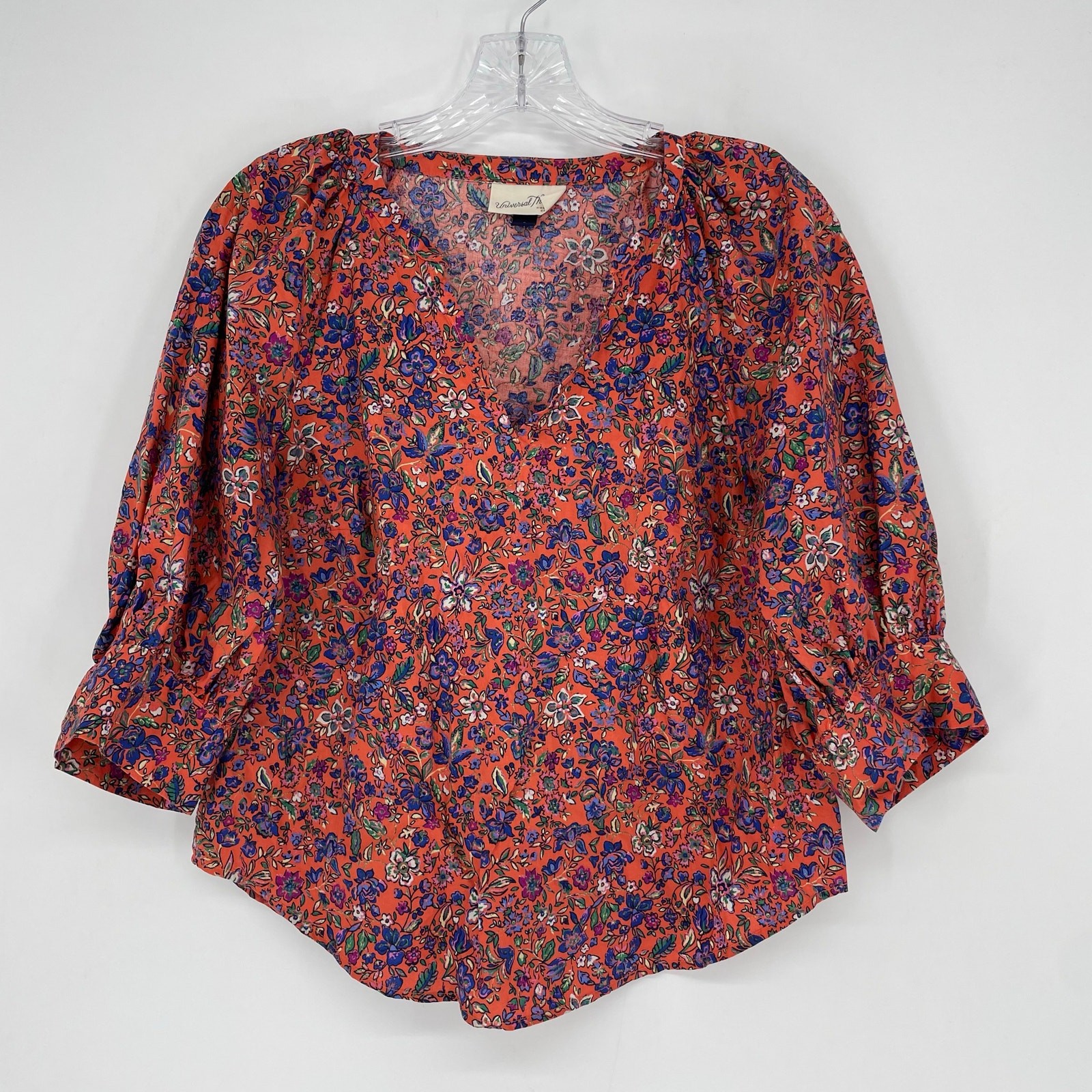 Universal Thread Split Neck Floral Cotton Top Siz… - image 2