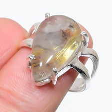 Rutilated Quartz Gemstone 925 Sterling silver Jewelry Ring Size- 7.5 US 