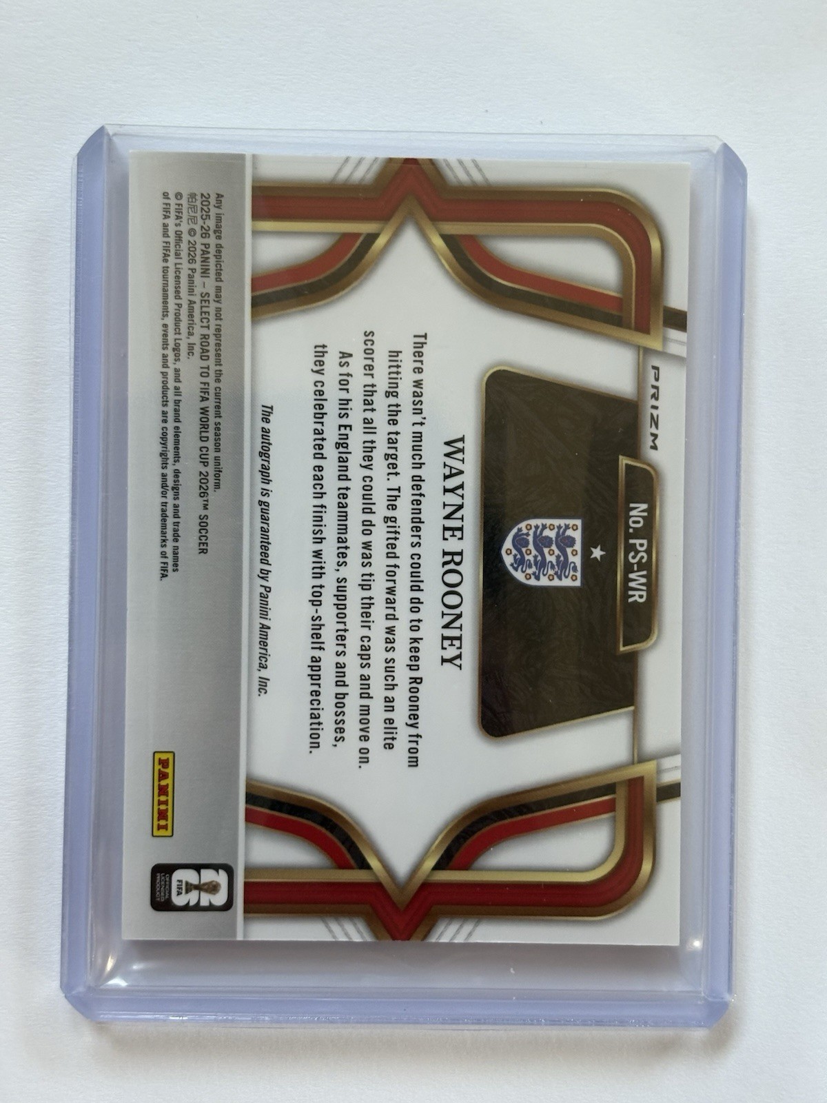 2025-26 Select Road to FIFA World Cup Wayne Rooney Pitchside Blue Pulsar Auto view 2