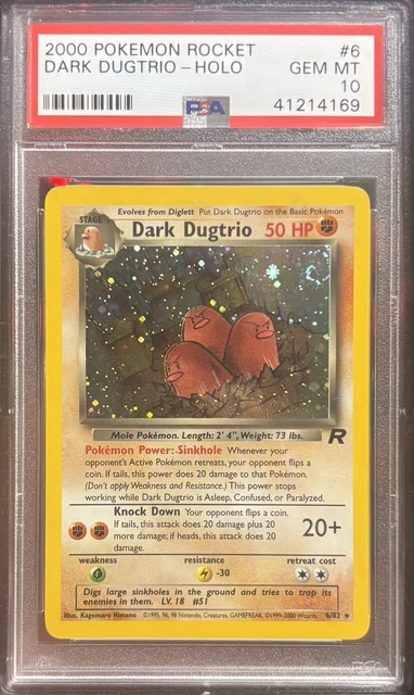 2000 POKEMON TEAM ROCKET  #6 DARK DUGTRIO-HOLO PSA 10 SWIRL 