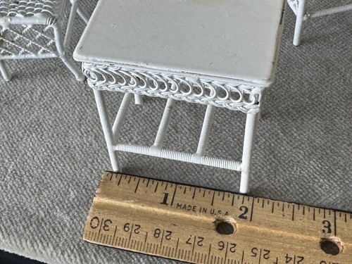 Dollhouse White 3pc Metal Table And Chairs - Picture 14 of 14