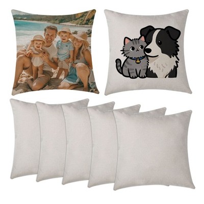 50PCS Linen Plain Sublimation Blanks Throw Pillow Case Covers Cushion w/ Zippers