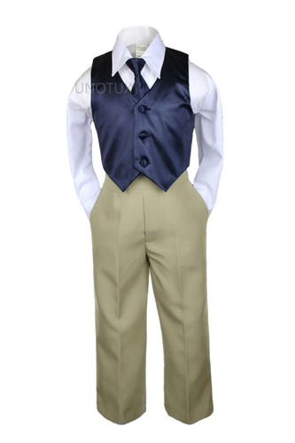7 piezas Chaleco 9 Colores Corbata Bebé Niño Pequeño Adolescente Formal Esmoquin Niño Traje Caqui - Imagen 37 de 37