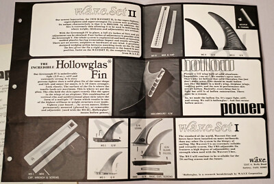 W.A.V.E. Fins, Dingtape Catalog, Price Lists  1972 Original Vintage Surfboard