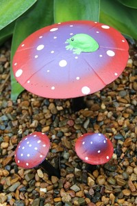 Mushroom Toadstool Set Cement Concrete Yard Garden Decor Lawn Ornaments