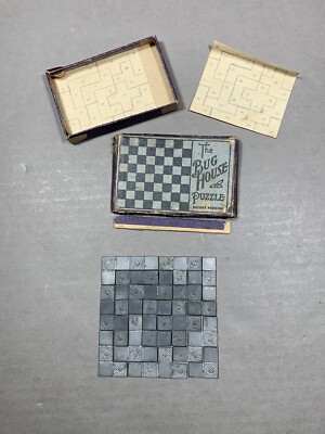 Vintage Original  Bug House   Small Metal Pocket Puzzle Brain Teaser Game
