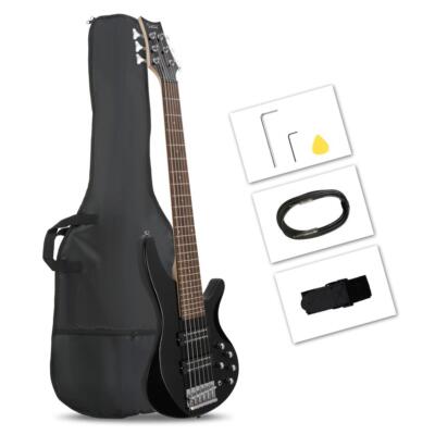 Glarry 44'' Right Handed Electric Bass Guitar Basswood Fingerboard Black