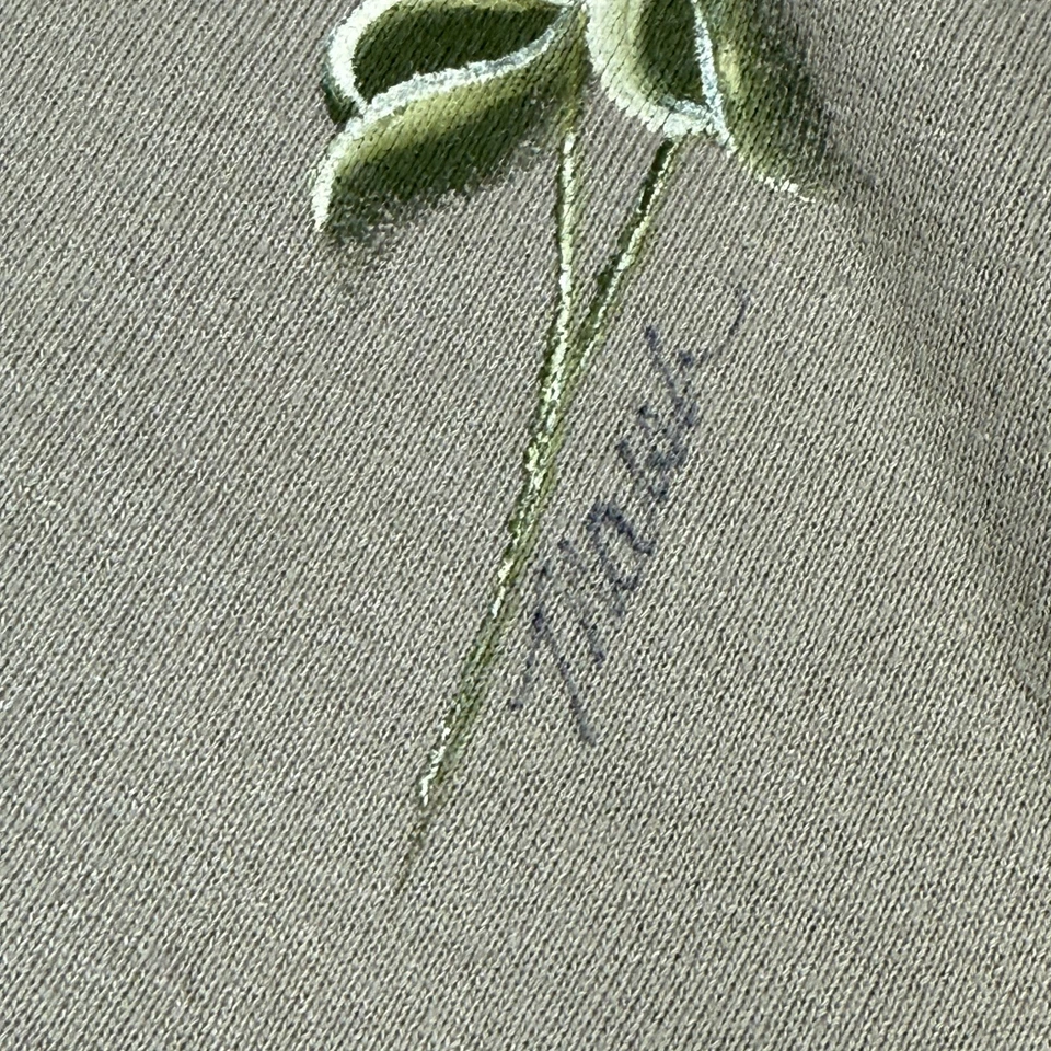 Sudadera Vintage Jerzees Super Sweats 2X Beige Tostado Floral Cottagecore Abuela Foto 4 de 4