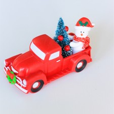 Vintage Classic Pickup Truck w/Tree  Snowman House Rustic Christmas Xmas Decor