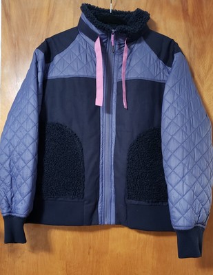 BASS Womens Outdoor Quilted Trim Zip Bomber Jacket  In Heron  Multi, Size LG