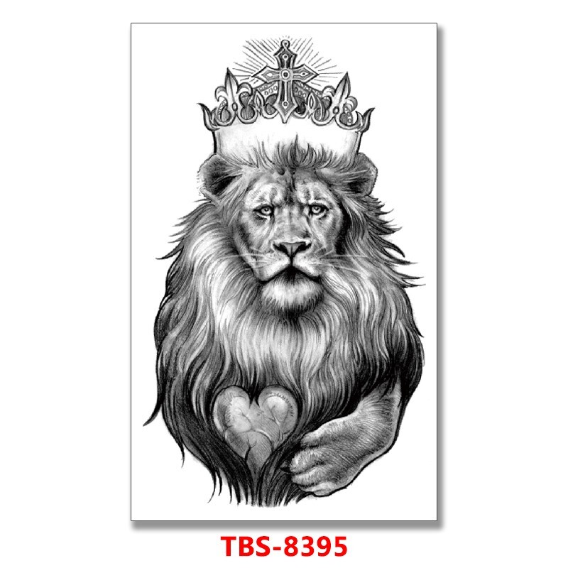 Men Lion Temporary Tattoos Body Arm Tattoo Sticker Half Sleeve Fake Waterproof