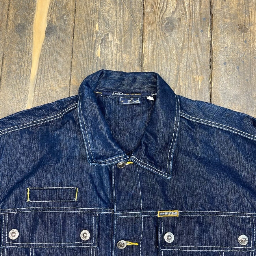 South Pole USA Denim Jacket Vintage Y2K Jean Coat, Dark Blue, Mens XL image 7