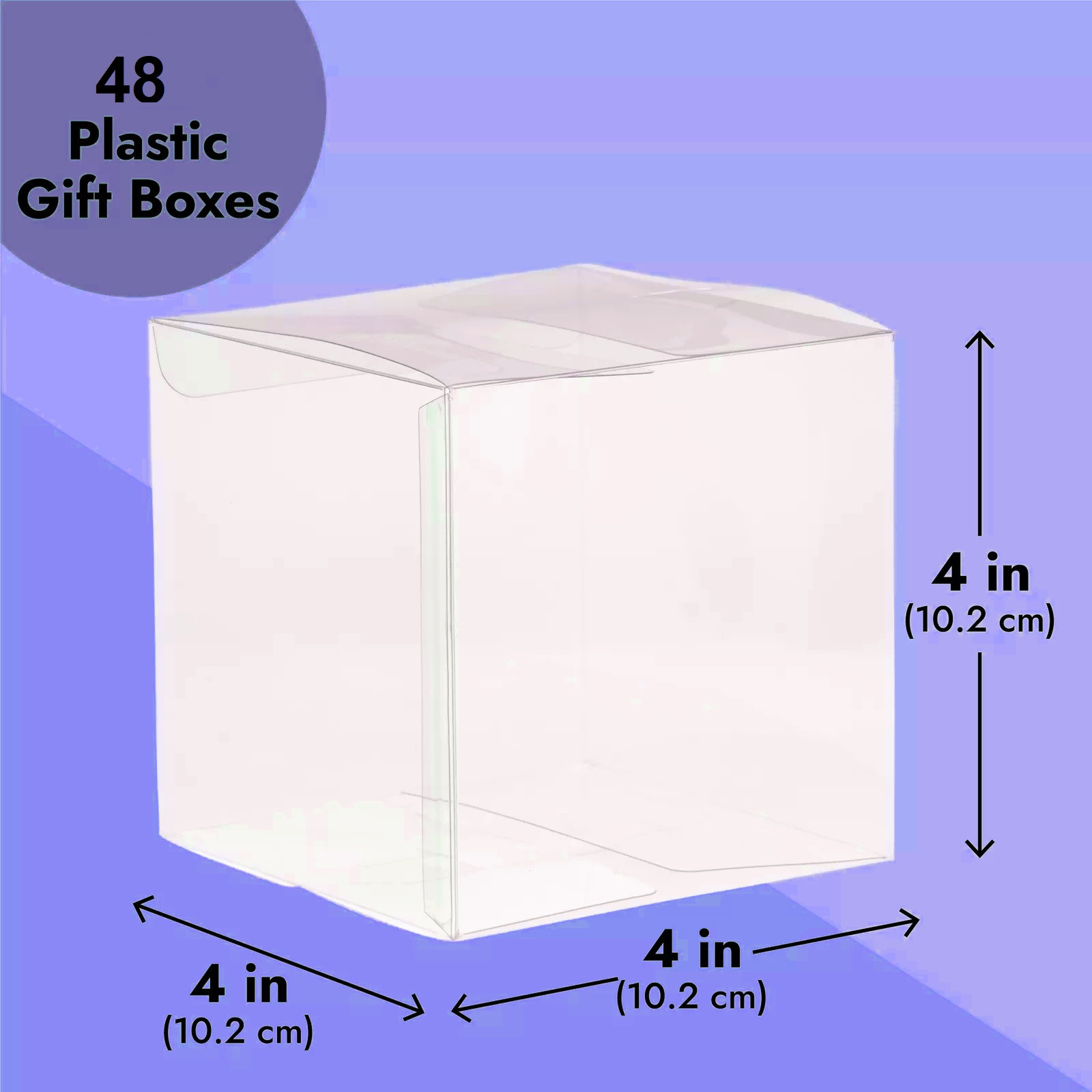 48 Pieces of PVC 3-Inch and 4-Inch  Folding Plastic Gift Favor Box