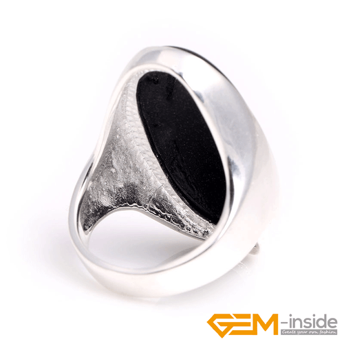 Tibetan Silver Oval Sandstone Agate Jade Beads Marcasite Jewelry Ring 16x36mm - Picture 5 of 32