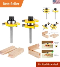 Tongue and Groove Router Bit Set - 2 High-Speed Steel Bits, 1/4" Shank