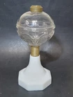 Atterbury Prism & Loop Oil Lamp Screw Font c1870s Antique Milk Glass Base 10"