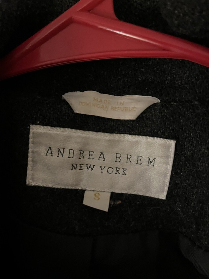 Andrea Brem NY Women's Charcoal Gray Wool Jacket Coat Size Small Double