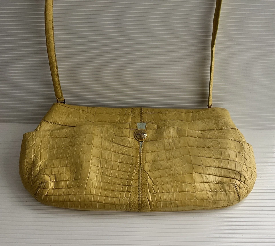 KROCOA Nuevo Genuino Cuero de Cocodrilo de Caimán Bolso Bandolera de Hombro Cartera Foto 2 de 4