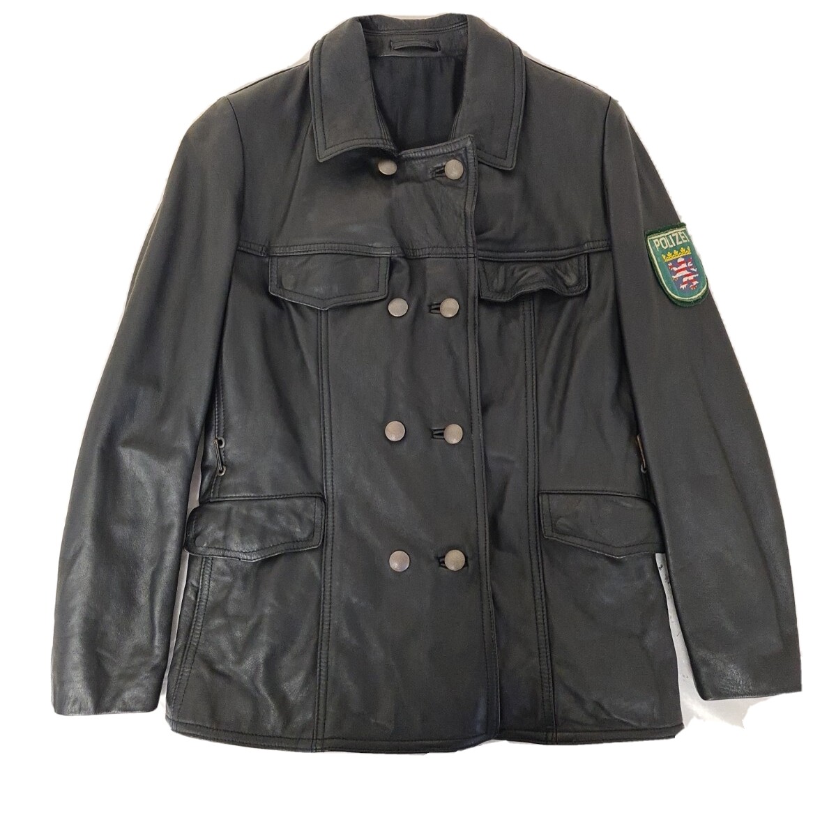 Women's Vintage Leather German Police Jacket Medium | eBay UK