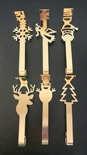 Set of 6 Stocking Holders  Gold Metal Christmas Decoration 7" Fireplace Mantle