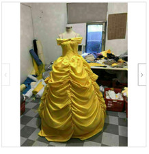 Belle Adult Costume Beauty and the Beast Princess Dress yellow Ball Gown 