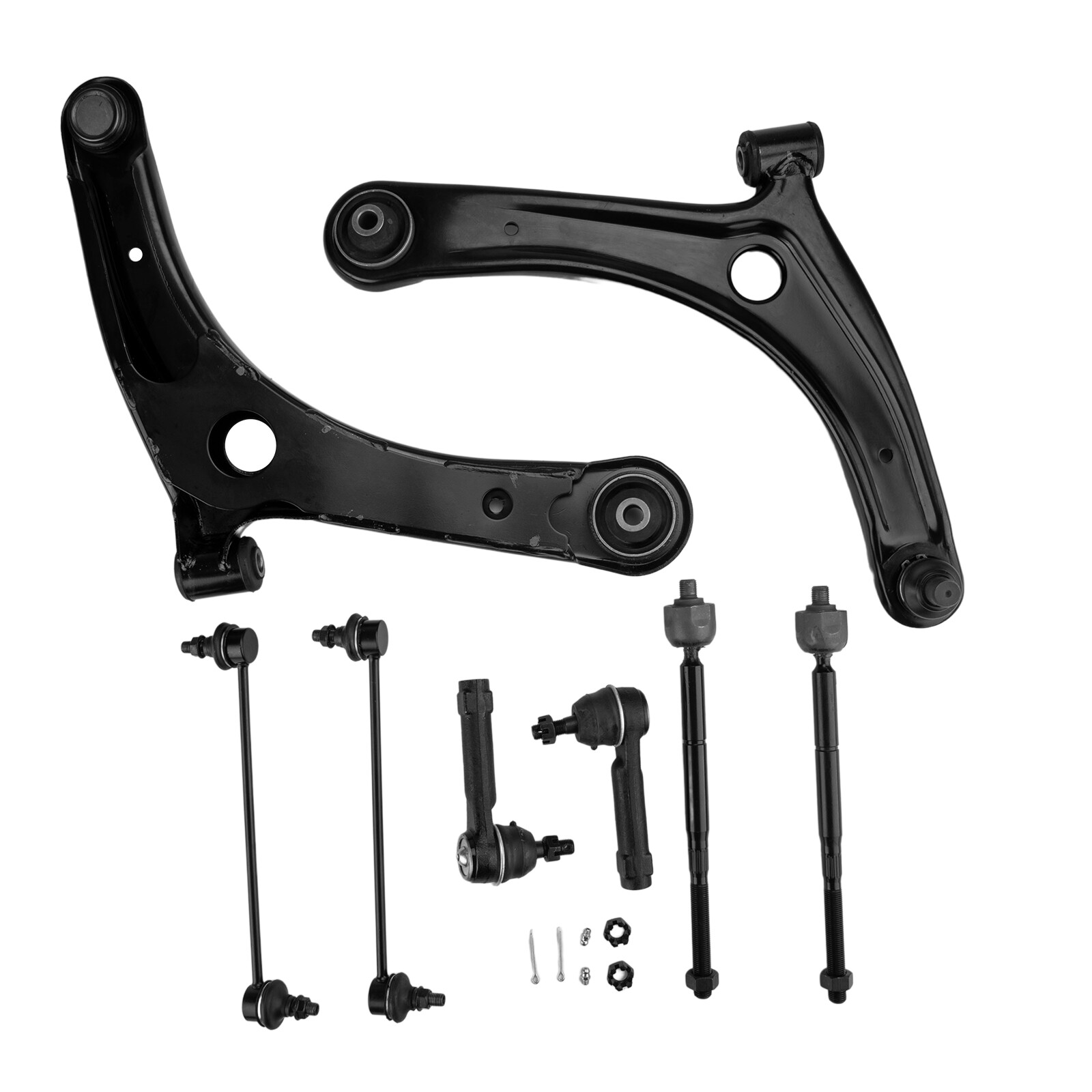 8 Piece Kit Lower Control Arm Ball Joint Inner Outer Tie Rod Sway Bar Link