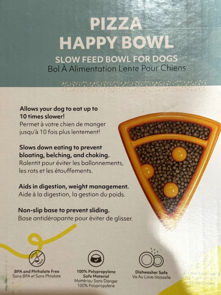 Zippy Paws Pizza Happy Bowl Slow Feeder For Dogs Holds up to 4 cups Orange 12.5" - Image 3 of 3