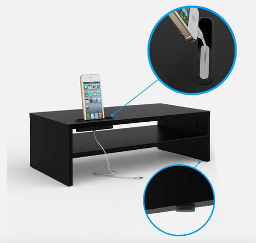 BONTEC Wooden Monitor Desk Stand / Riser with Shelf & Smartphone Holder AD171E - Picture 3 of 7