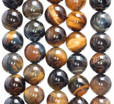 10MM GOLDEN BLUE TIGER EYE GEMSTONE ROUND LOOSE BEADS 15"