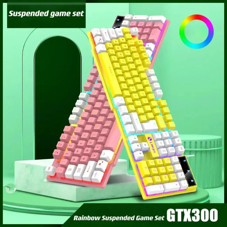 Wired Gaming Keyboard and Mouse Set Rainbow LED 104 Key USB illuminated light up - Image 4 of 4