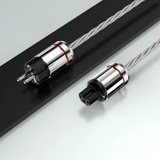P128 OFC Silver Plated Clear PTFE EU Power Cable HiFi Audio Power Supply Cable