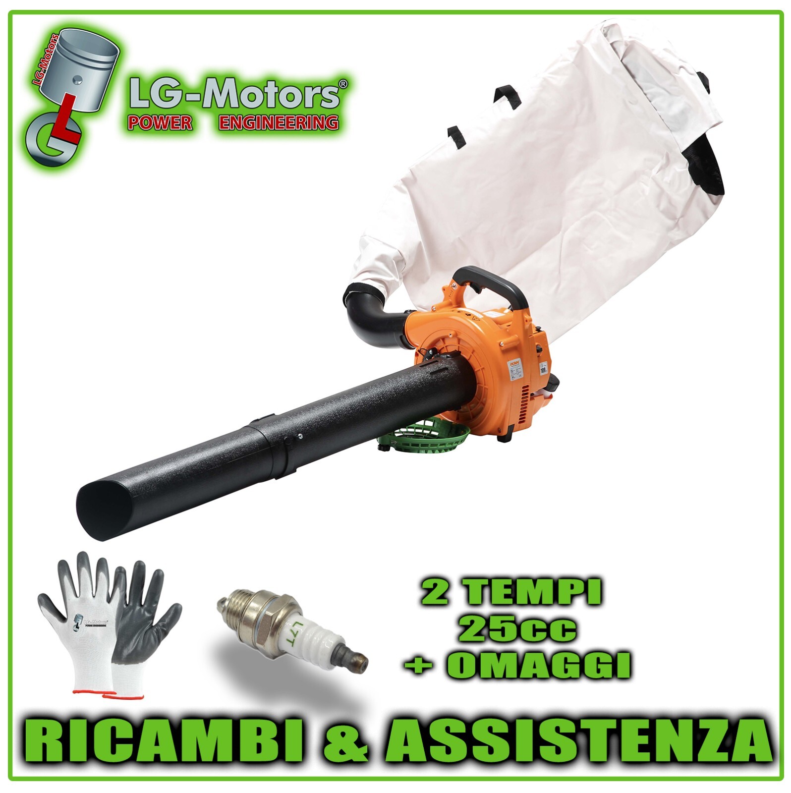 Soffiatore 25cc Trituratore Aspirafoglie | Potenza 1.6 HP per Giardinaggio
