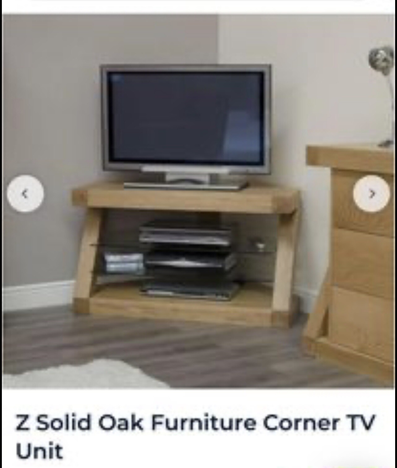 Solid oak z style Corner Tv Unit eBay