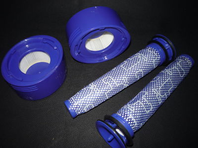 Set 2xMotor-2xAbluft-Filter passend Dyson V7, V8, V8+, Absolute, Pro + SV10,SV11