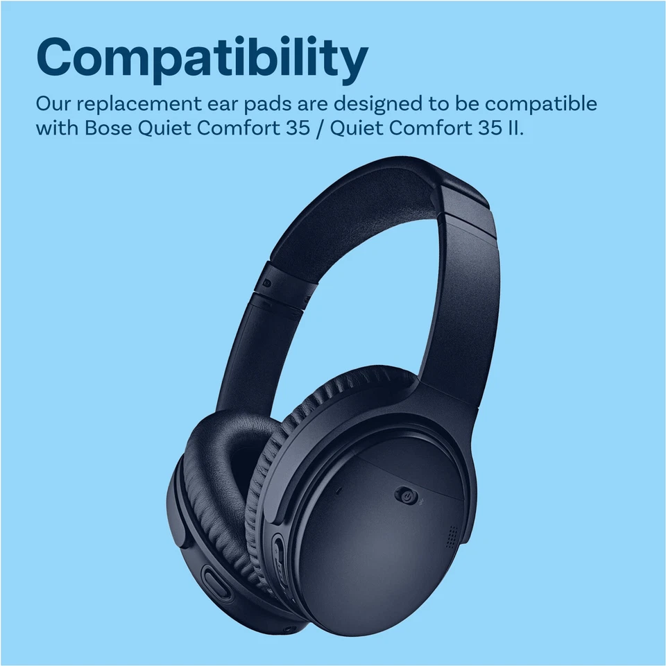 Cuscinetti Ricambio per Bose QuietComfort 35 II Over-Ear Cuffie Memory Foam-Blu - Immagine 4 di 4