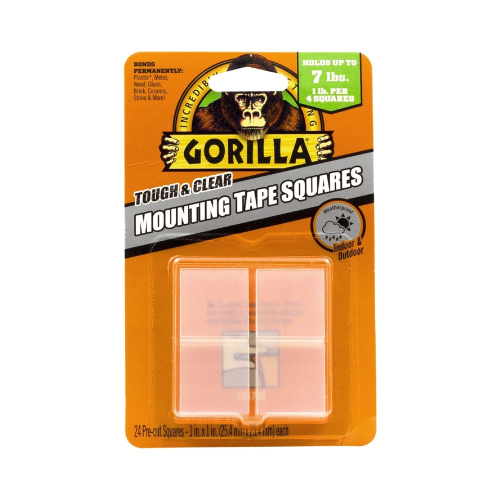 Gorilla Tough & Clear Double Sided Tape Squares, 24 1