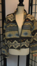New Vintage Flashback Jacket Woven Blanket Southwest Aztec Native Cropped Medium