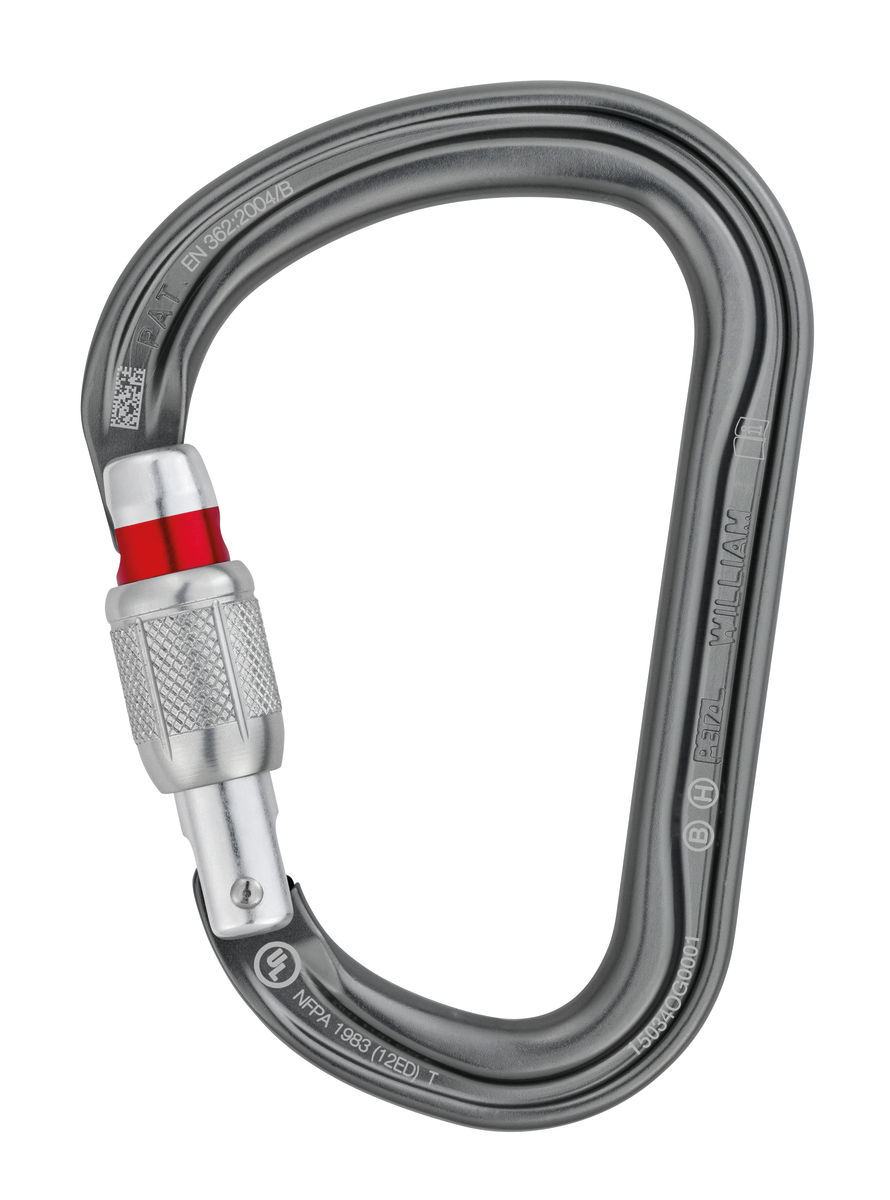 LARGE SIZE LOCKING CARABINER MOSCHETTONE WILLIAM SCREW-LOCK PETZL CLIMB