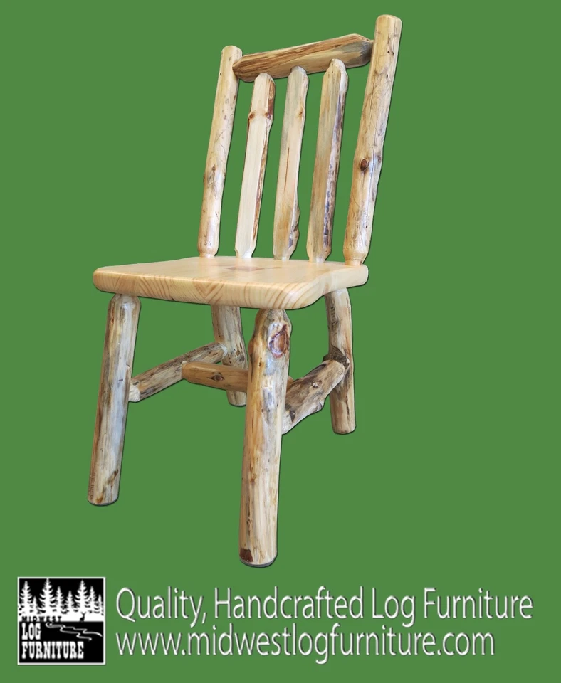 Silla de troncos de madera maciza ~ Pino rústico del norte | Hecho por Amish en EE. UU. | Envío gratuito Foto 2 de 4