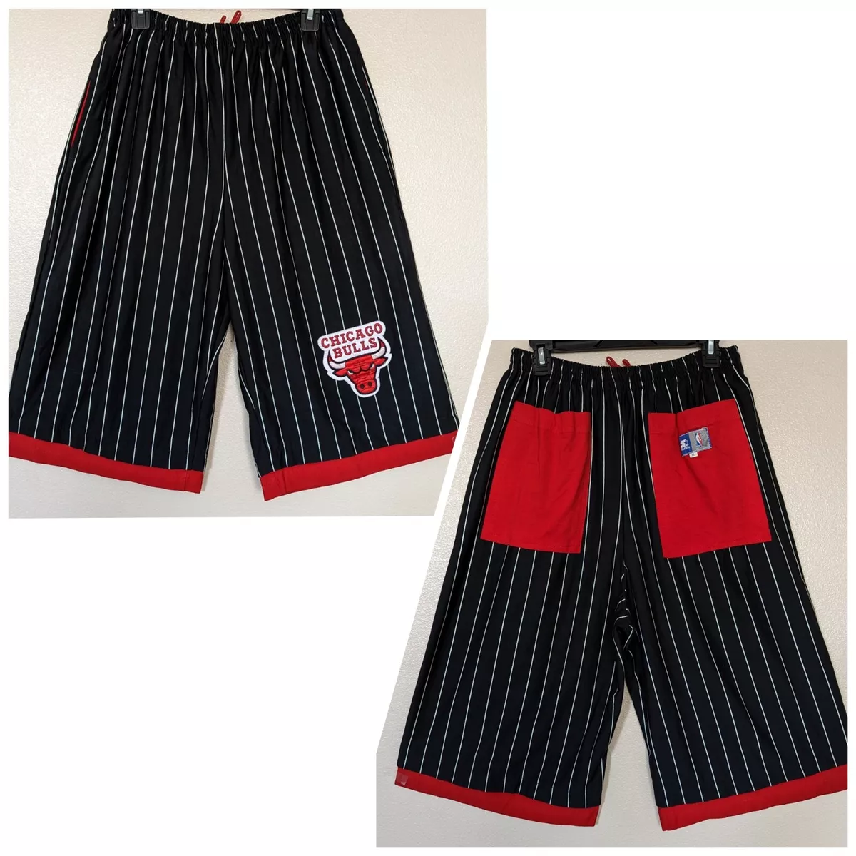 Vintage Starter Chicago Bulls Pinstripe Shorts Size Medium Long Michael  Jordan