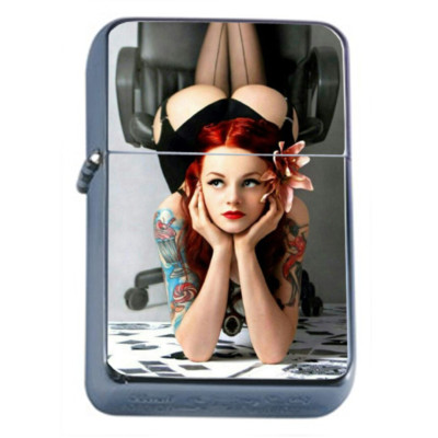 Irish Pin Up Girls D4 Flip Top Oil Lighter Wind Resistant 