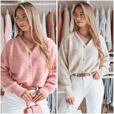 Damen geknöpfter Pullover Langarmpullover Basic Übergröße DSTREET Universal