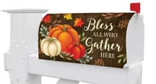 Fall Halloween Thanksgiving Pumpkin Bless Who Gather Magnetic Mailbox Cover Only