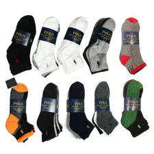 Polo Ralph Lauren Classic Sport 6 Pair Quarter Cut Socks Size Men 6-12.5