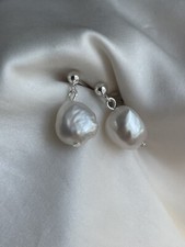 Baroque Pearl Solid 925 Sterling Silver Drop Stud Earrings