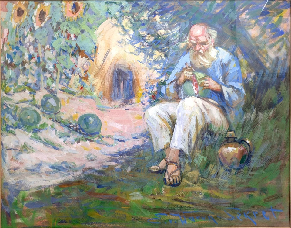 Eugen von Warun-Sekret 1896–1963 Gemälde GOUACHE SIGNIERT Mann UKRAINE antik - Bild 1 von 4