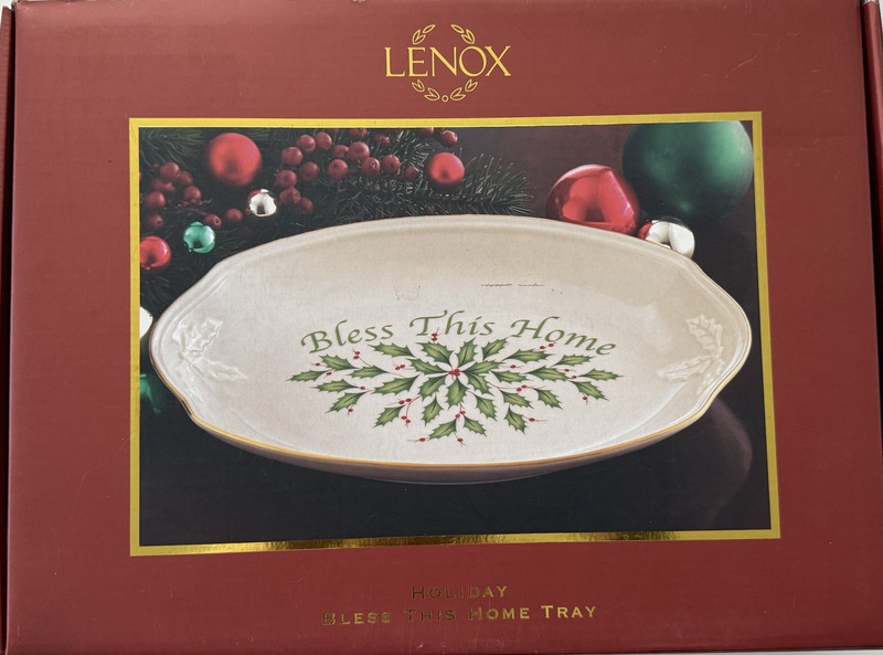 Lenox Holiday" Bless This Home Tray"  Gold Trim, New In Box